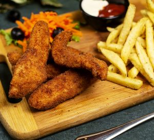 Chicken nuggets kfc style with french fries mayonnaise ketchup | Plum Tomatoes Brick Oven Pizza
